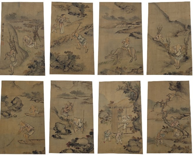 "The Family's Joyful Summer Day" Chinese Book With 8 Silk Paintings (1 of 20)