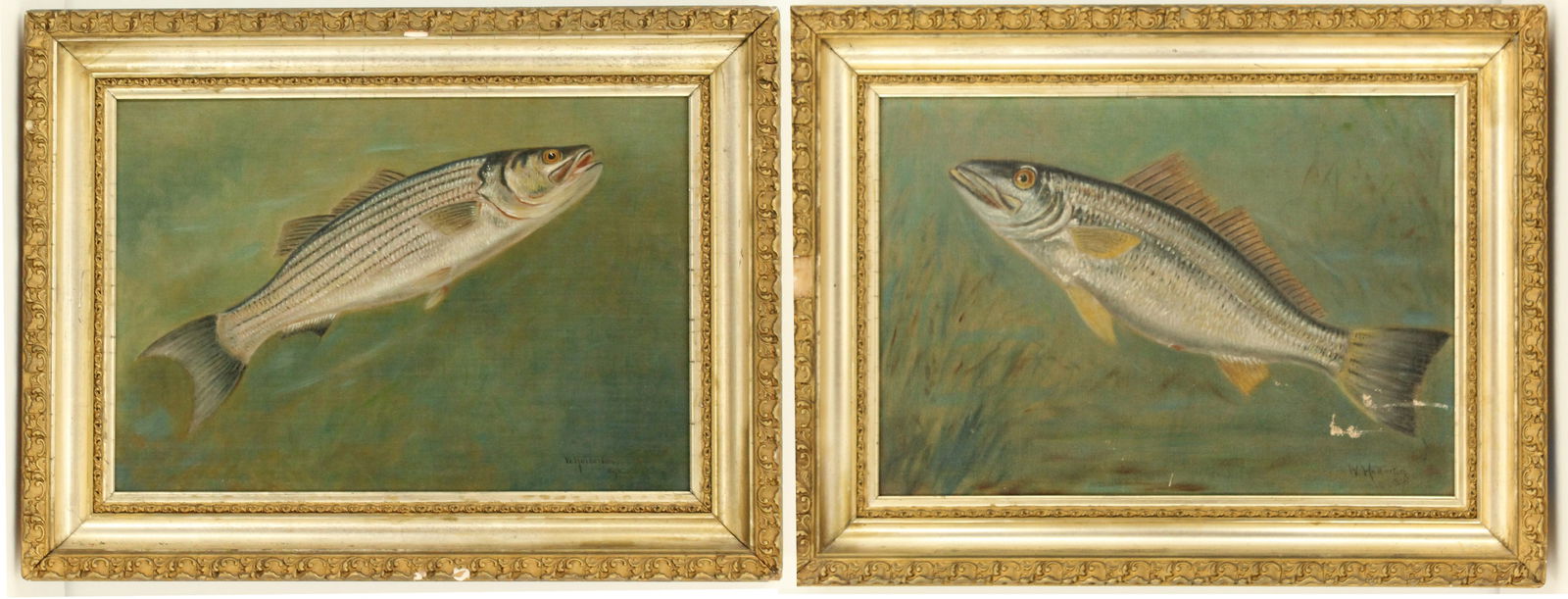 (2) Wakeman Holberton (1839-1898) American, Oil on Canvas Fish Paintings (1 of 20)