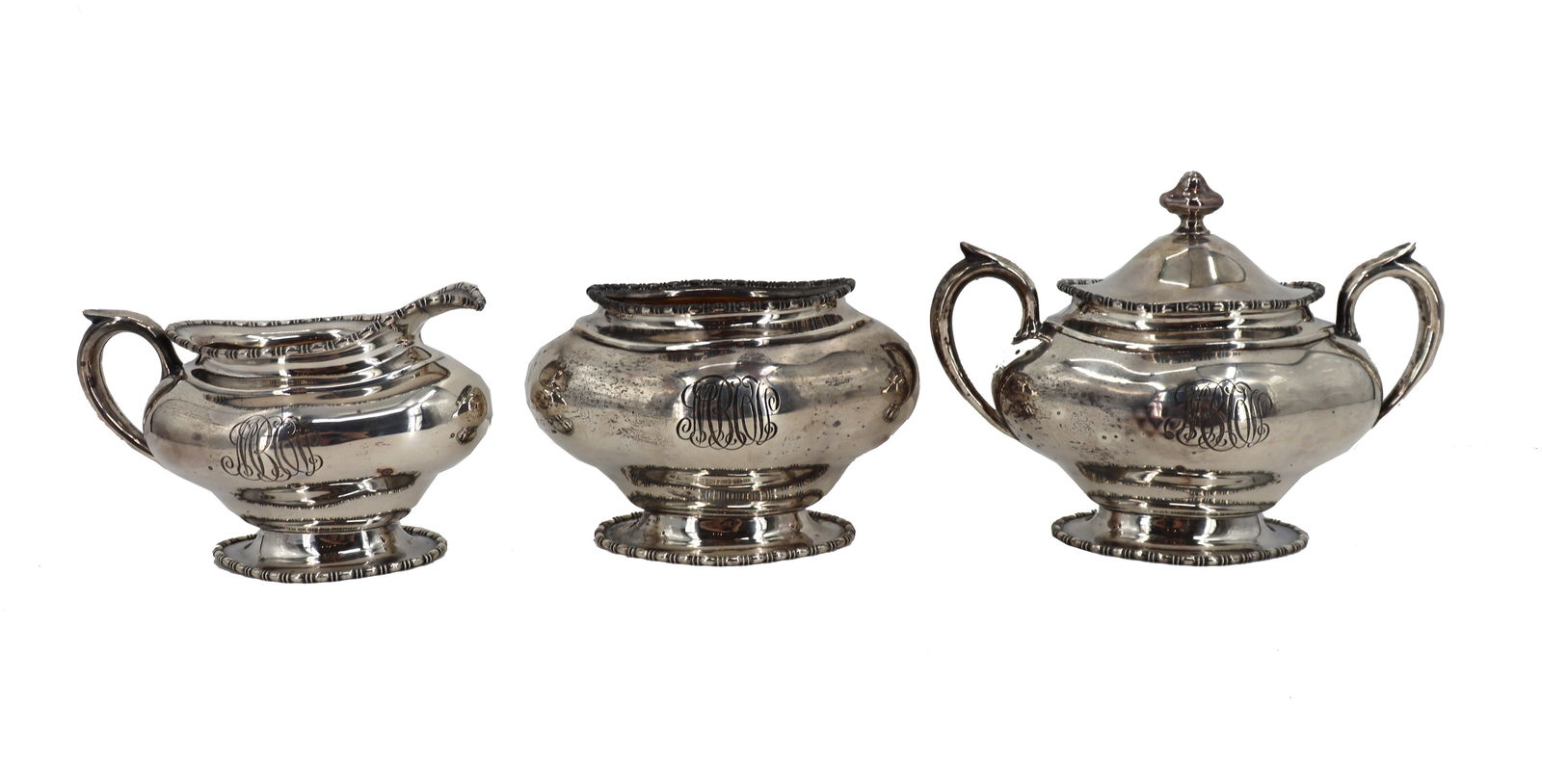 (3) Sterling Silver Tea Set -  24.055 ozt. (1 of 19)