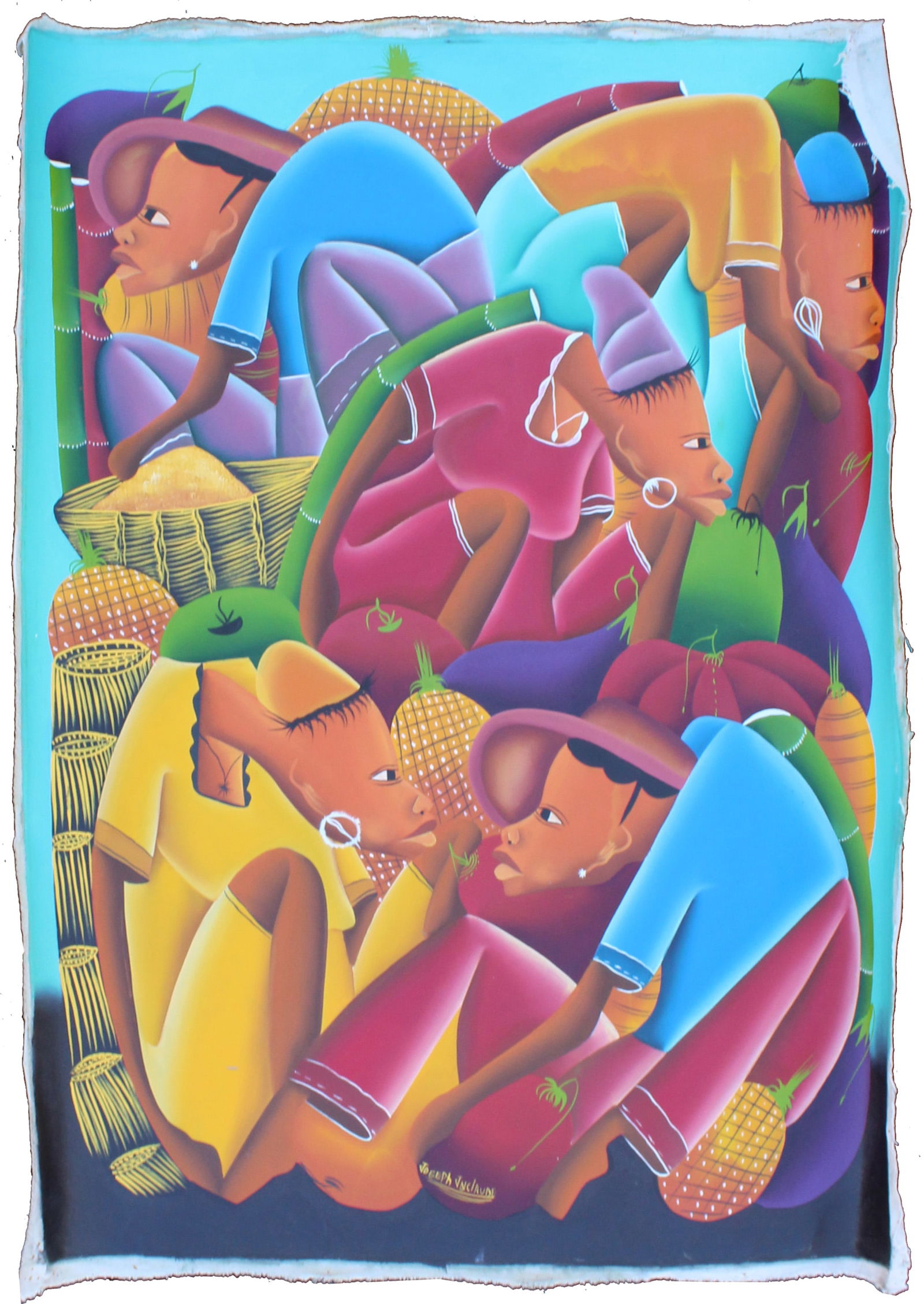 Joseph Unclaude (20th Century) Haiti, Oil on Canvas Naif Folk Art (1 of 18)