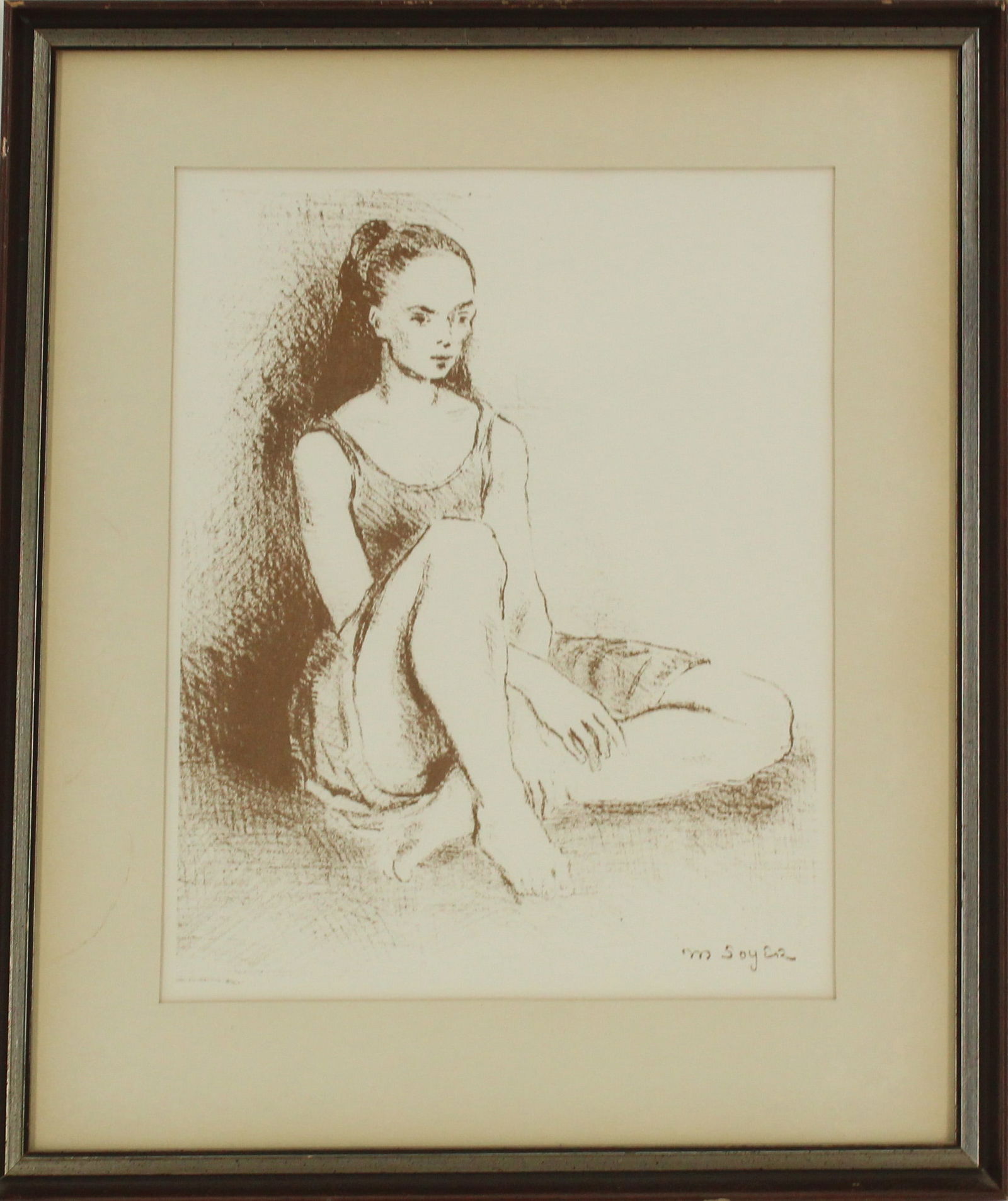 Moses Soyer (1899-1974) American, Ballet Dancer Lithograph: Moses Soyer (1899-1974) American, Ballet Dancer Lithograph. Signed in the plate bottom right. Label on back with information about the artist, title, and authentication of the piece. Overall Siz