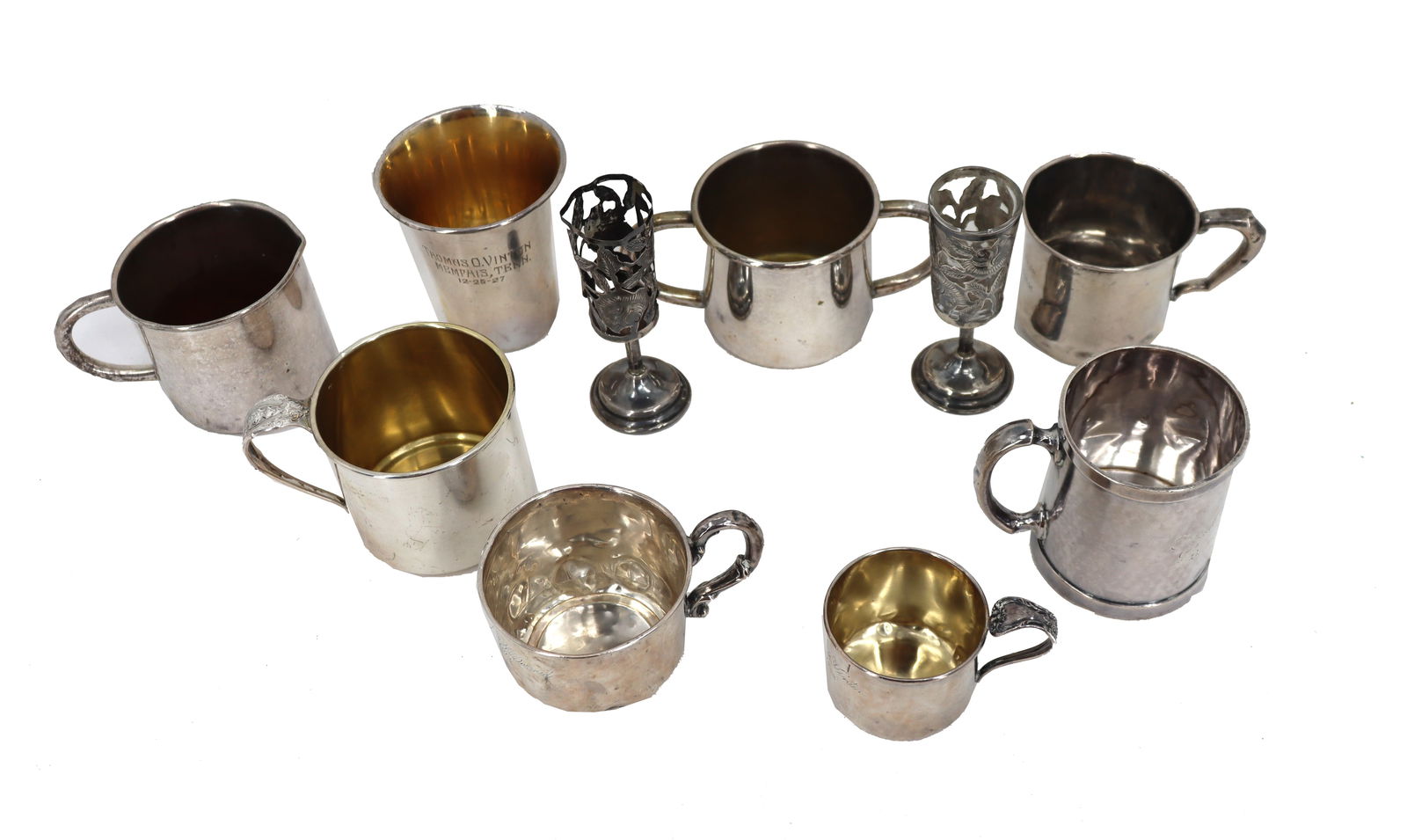 (8) Sterling Silver Cups + 2 Silver Plate Cups - 13.095 ozt (1 of 20)