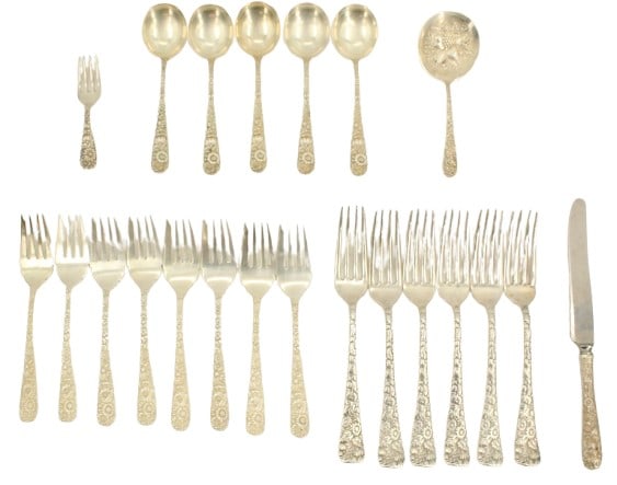 Group of 22 Repousse S Kirk & Son Sterling Silver Set - 26 ozt. (1 of 20)