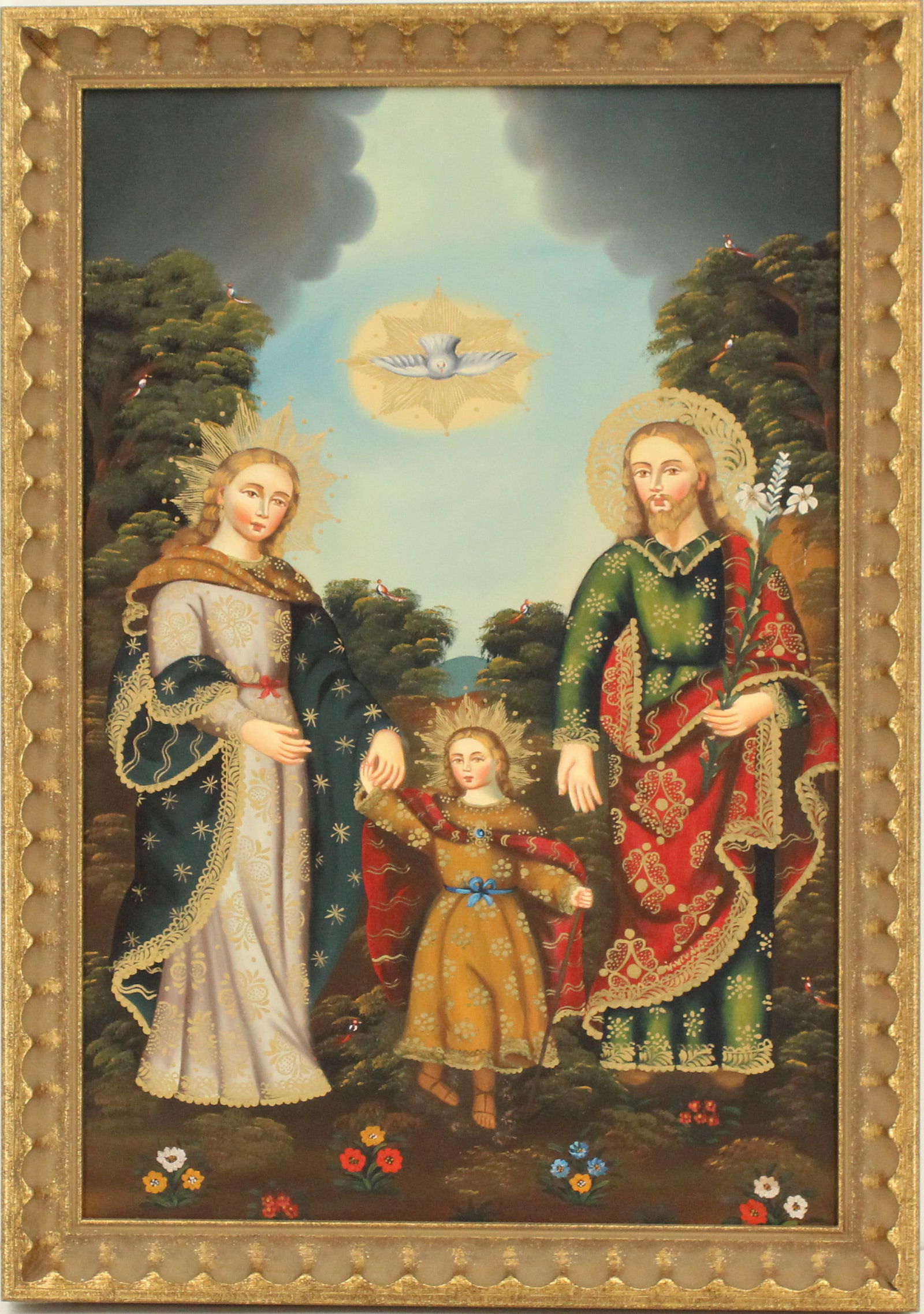 Spanish Colonial Santos Painting of the Holy Family Oil on Canvas (1 of 13)