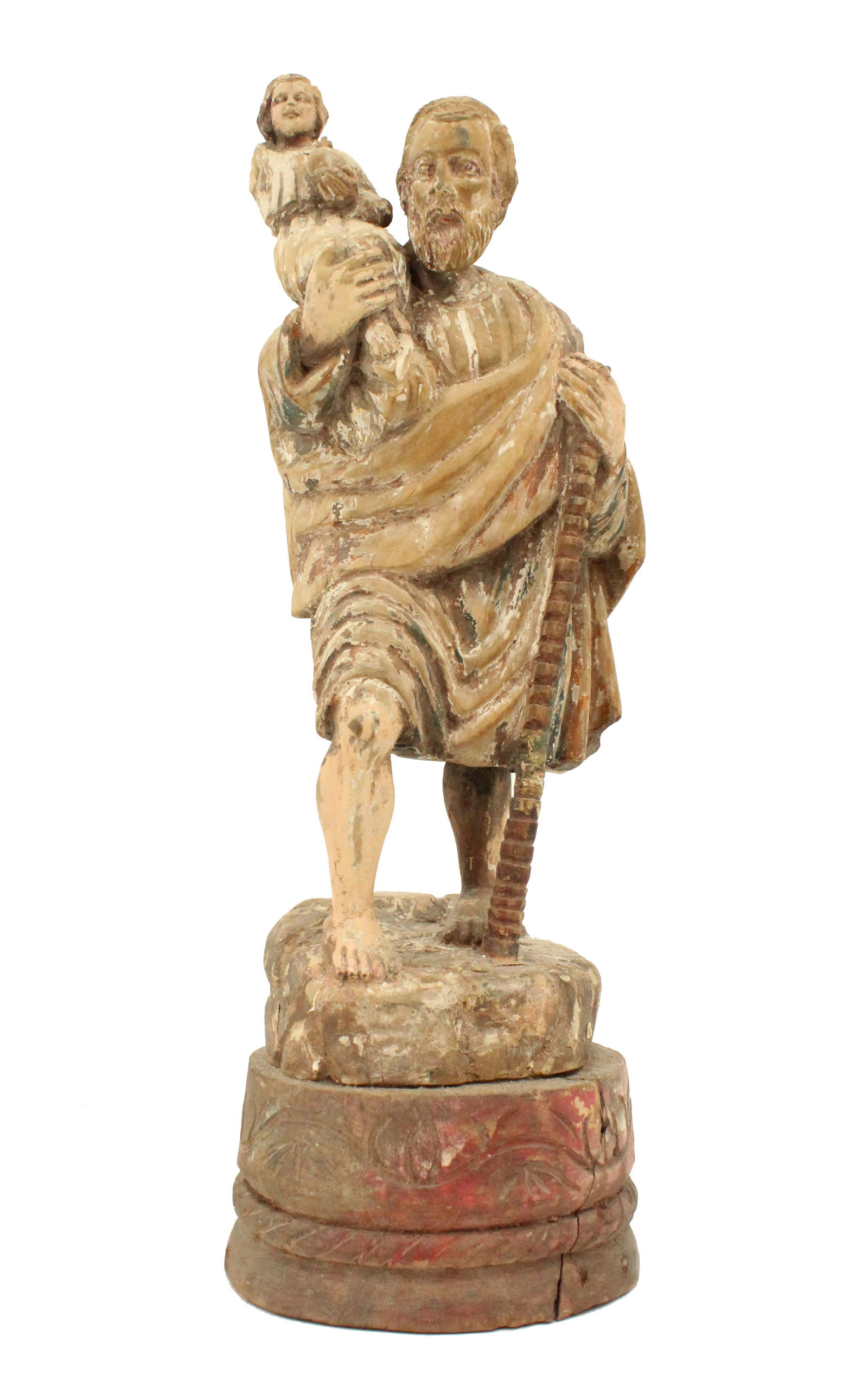 Spanish Colonial Style Filipino Carved Stone Statue of St. Christopher (1 of 18)