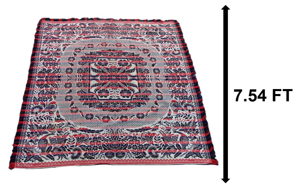 Antique American Red, White, & Blue Jacquard Coverlet (1 of 17)