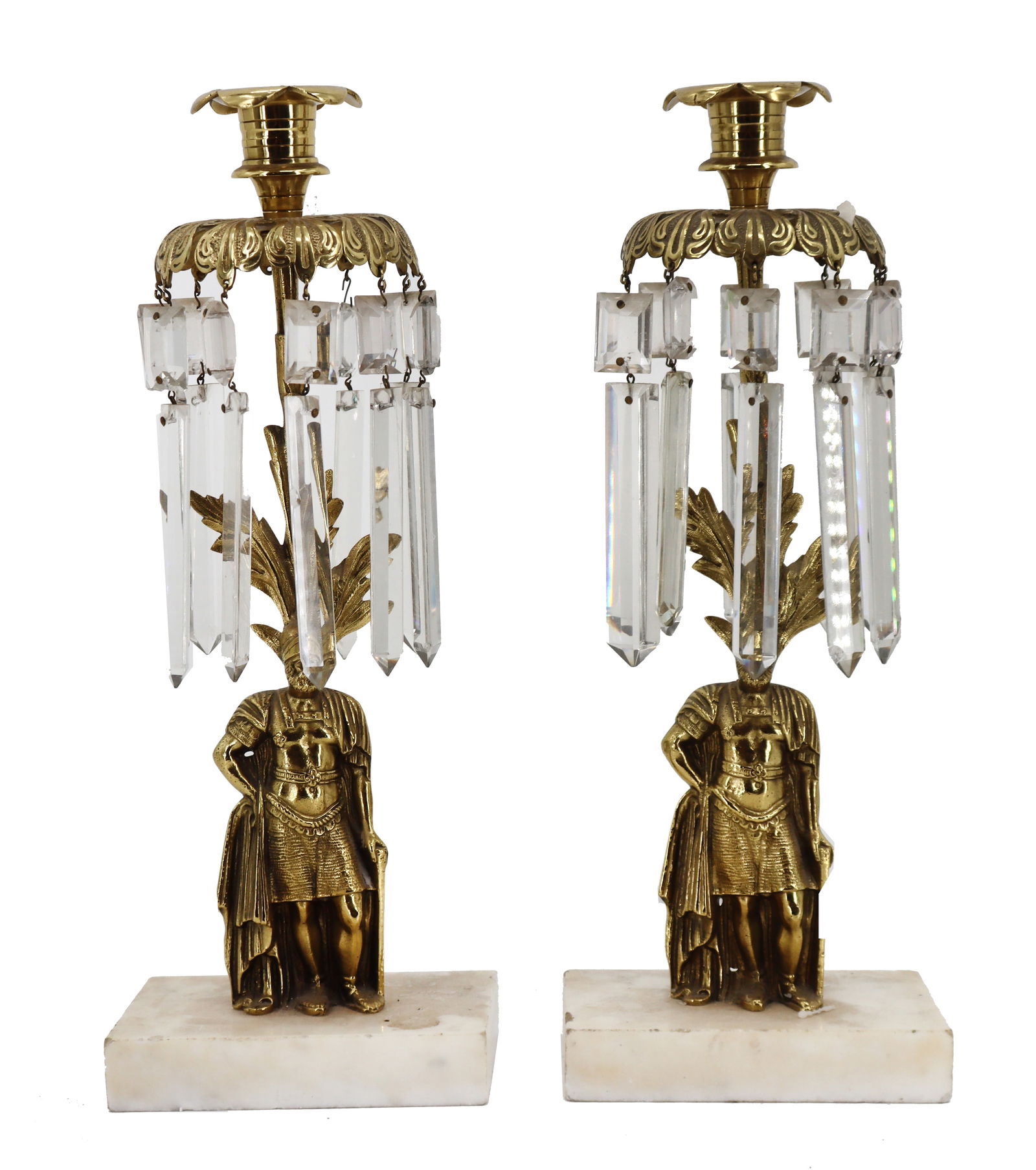 Pair of Brass/Marble Girondoles Candlesticks (1 of 14)