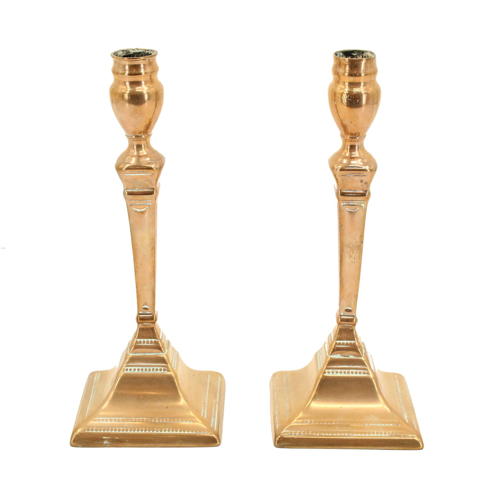 (2) 18th C. Bell Metal English Candlesticks (1 of 13)