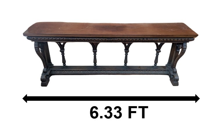 6.3' Large Renaissance Revival, Carved Mahogany Console Table (1 of 15)