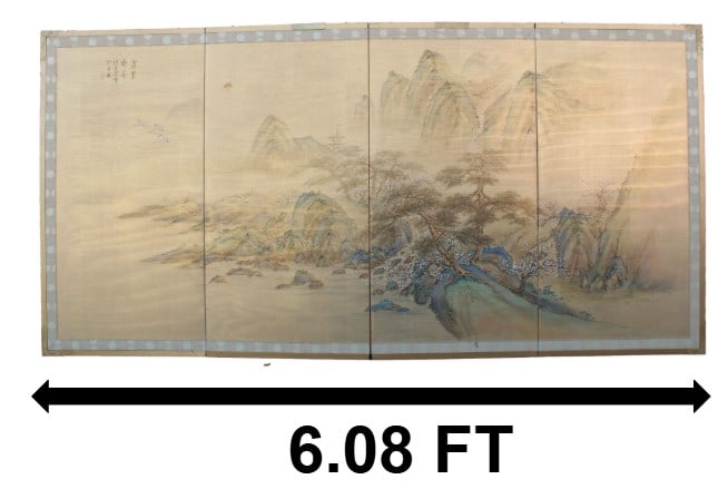 Monumental Japanese Shirokiya Folding Screen with Mountain Landscape Design (1 of 19)