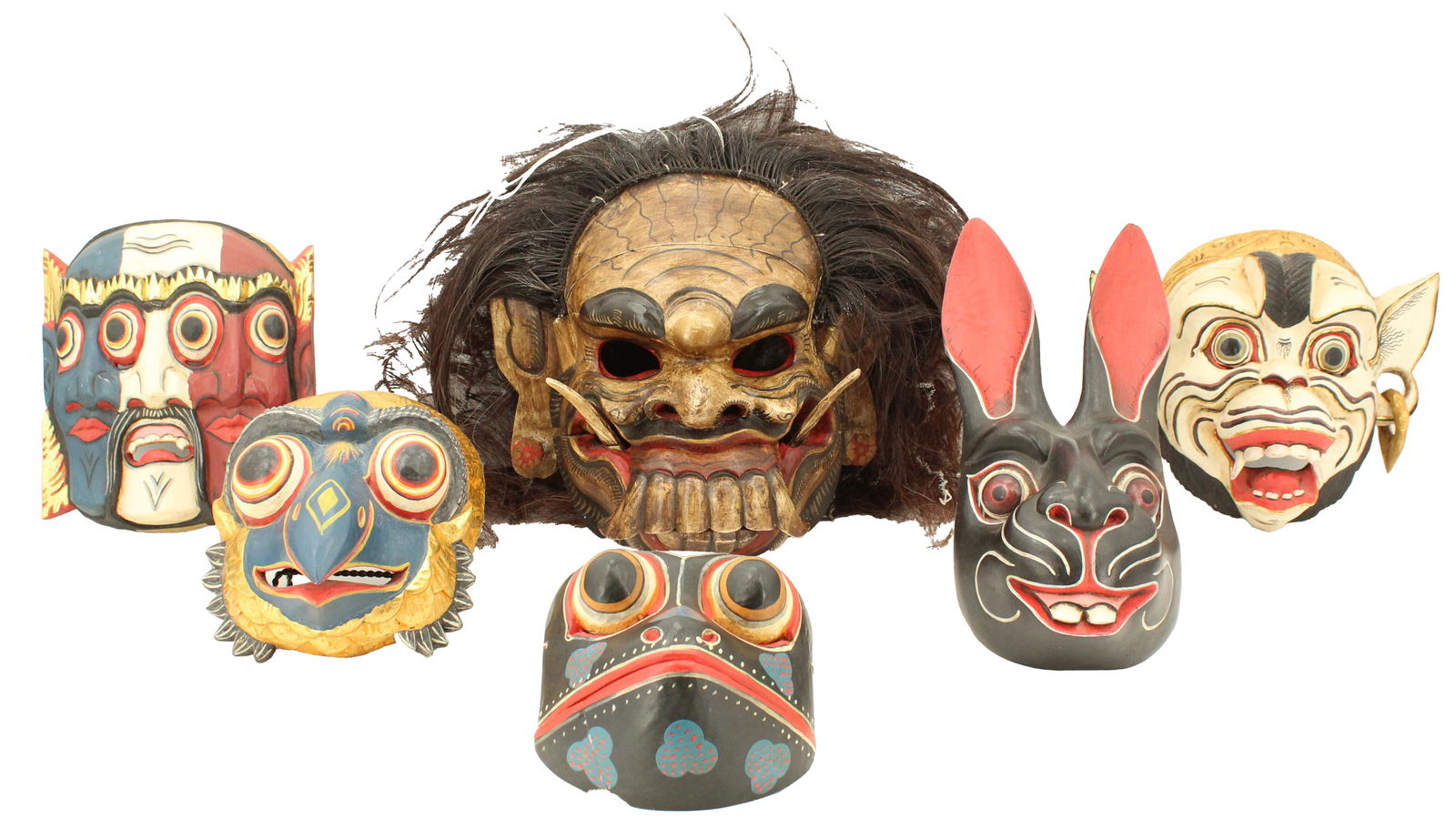 (6) Collection of Southeast Asian Hand Carved Wood Masks (1 of 20)