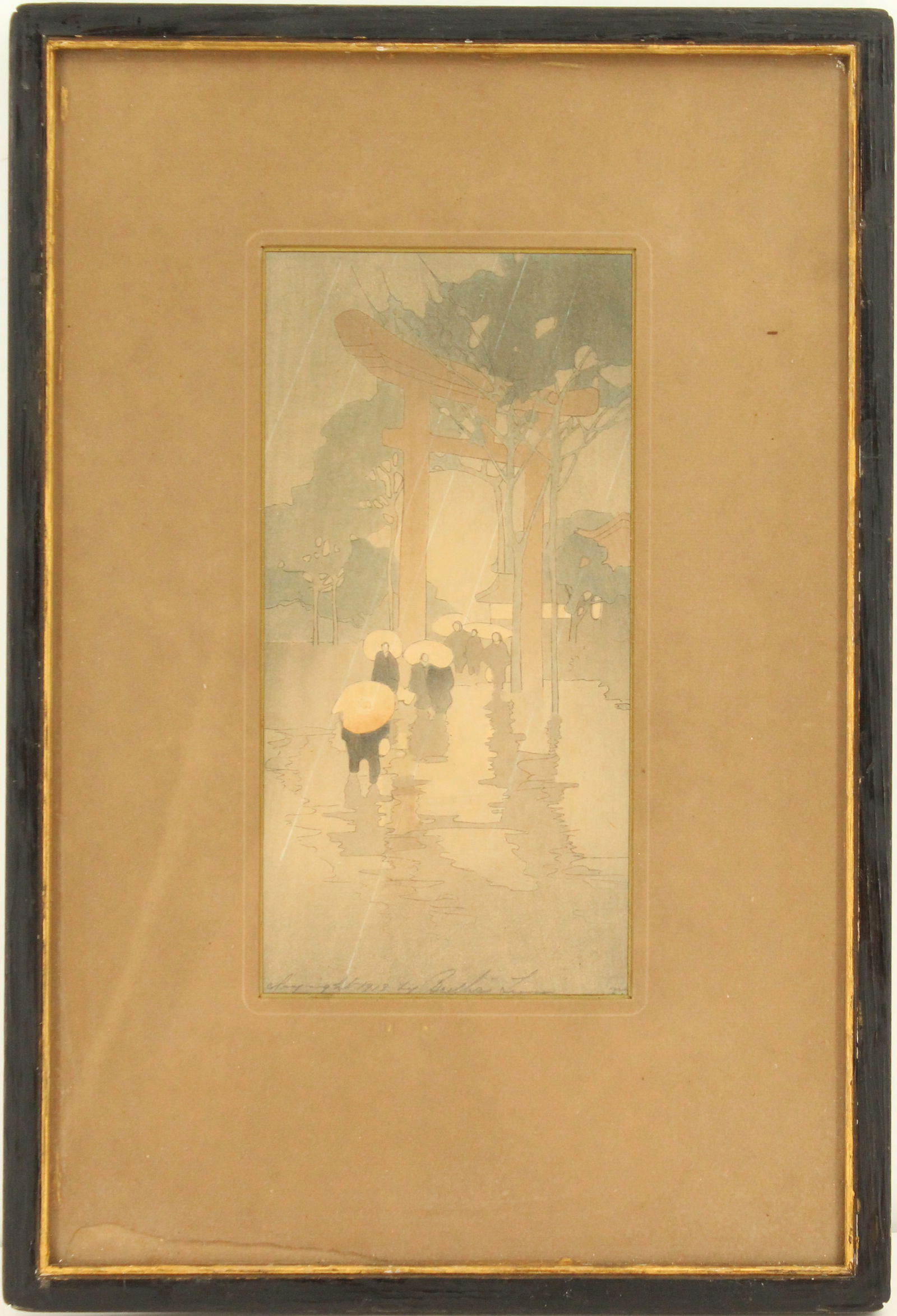 Bertha Lum (1869-1954) American, Color Woodblock "Temple Gate" Signed in Pencil: Bertha Lum (American 1869-1954) Color Woodblock "Temple Gate" Signed in Pencil. Printmaker, painter, illustrator. Born in Tipton, Indiana in May 1869. Bertha Bull left Duluth, MN i