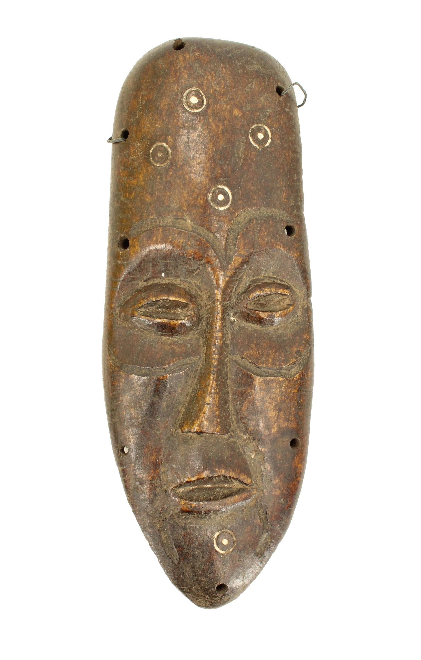 African Petrified Wood Mask: African Petrified Wood Mask. Size: 9 1/4 x 3 1/4 x 1 in. #5119