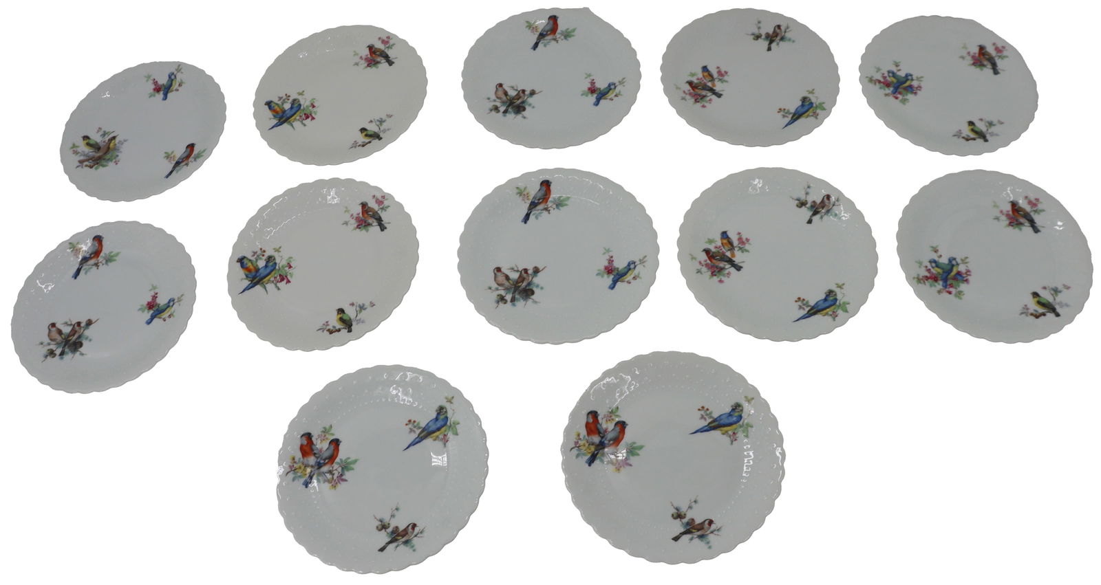 12 French Georges Boyer Limoges Birds and Flowers Pattern Porcelain Plates (1 of 18)