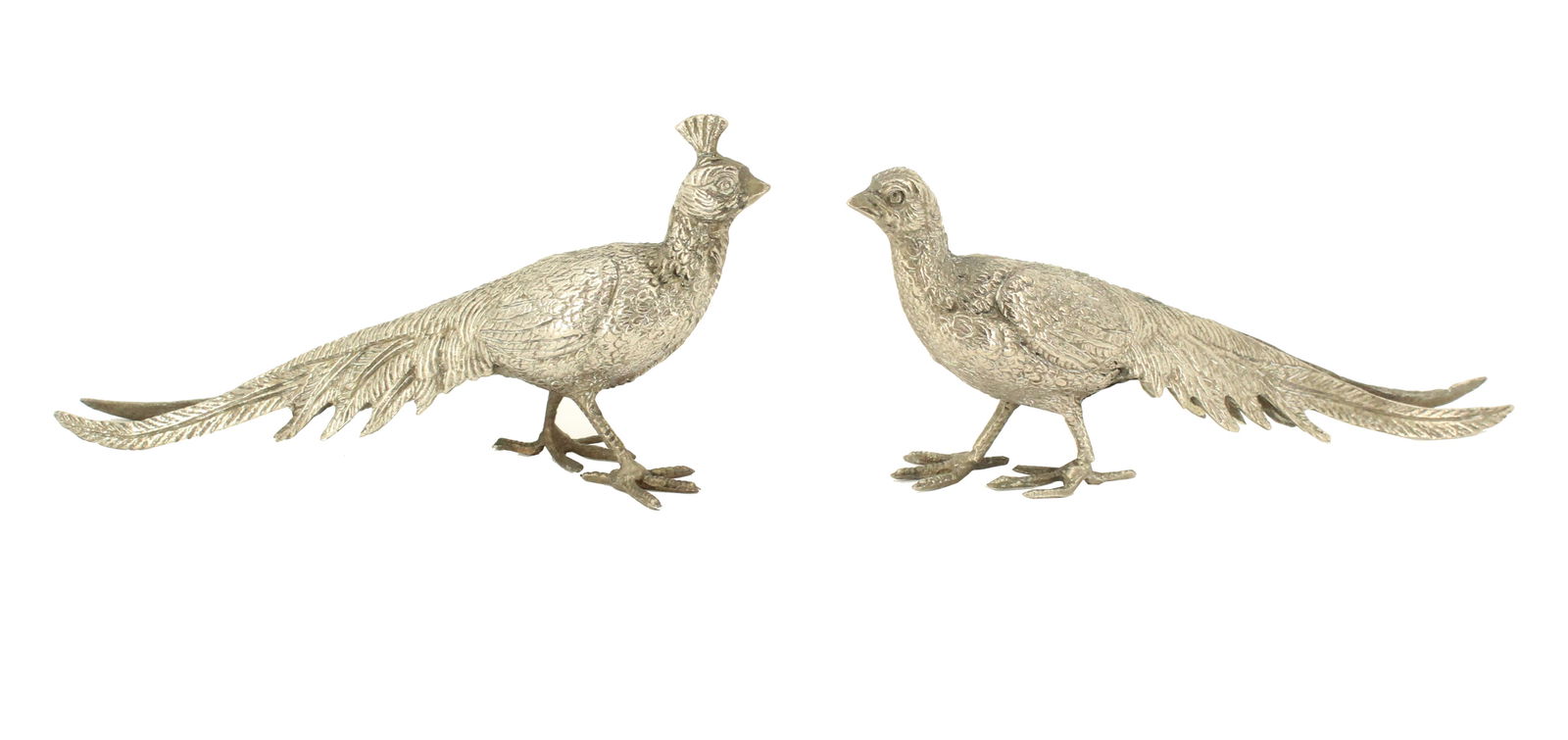 Pair of Silver Plated Pheasant Bird Sculptures (1 of 18)