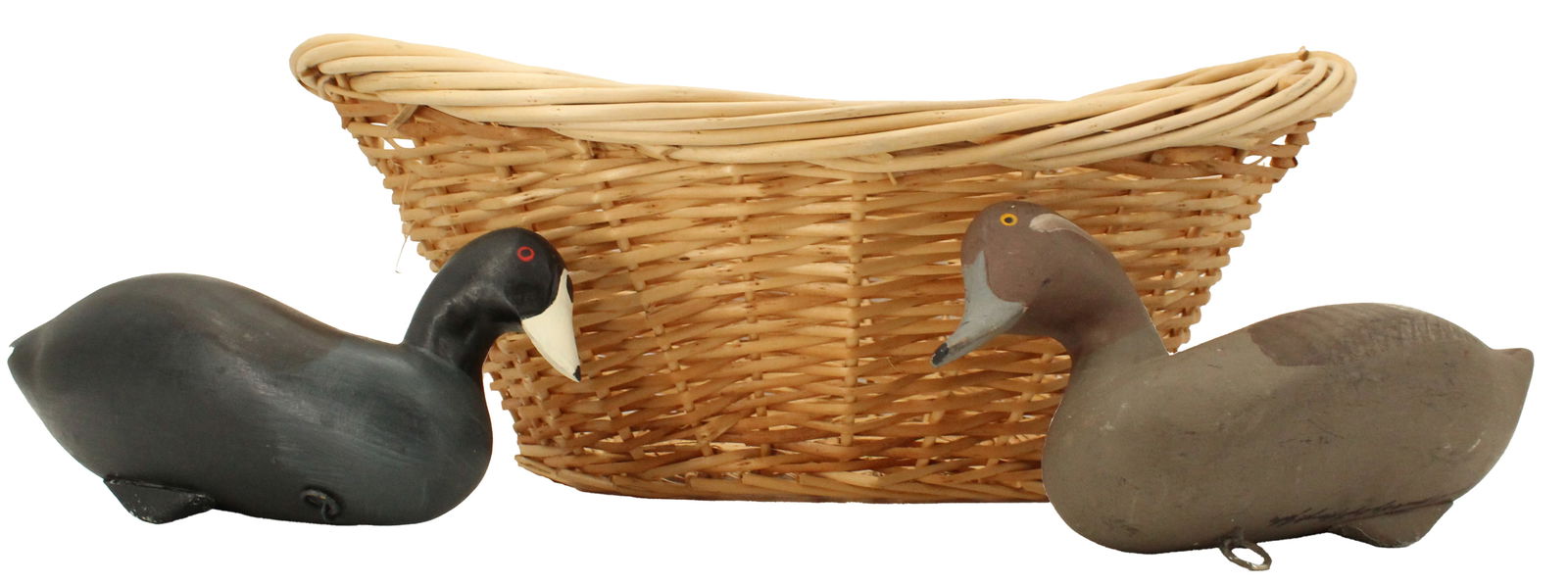 (2) Pair of Captain Harry R. Jobes Signed Duck Decoys with Basket (1 of 20)