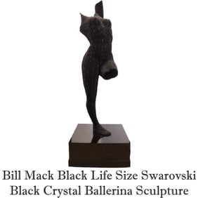 Bill Mack (Born 1944) American, Life Size Swarovski Black Crystal Ballerina Sculpture