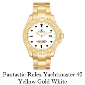 Fantastic Rolex Yachtmaster 40 Yellow Gold White Dial Mens Watch