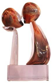 Dino Rosin (B. 1948) Italian Murano Glass Titled The Kiss