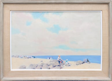 Andre Gisson (1921-2003) American, Impressionist Beach Scene Oil on Canvas