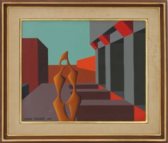 Gianni Frassati (Born 1924) Italian, Oil on Canvas Geometric Surrealist Abstract