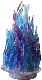 Monumental Blue Purple And Green Flowing Sea Grass Acrylic Chandelier