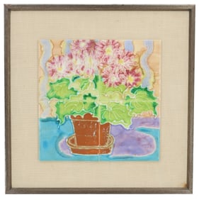 Harris Strong (1920-2006) American, Glazed Tile Artwork "Begonia"
