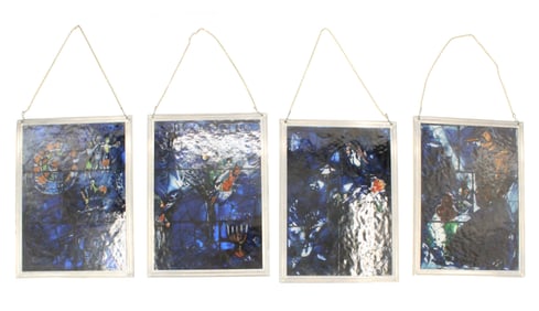 Marc Chagall (1887-1996) French, 4 Stained Glass Tiles