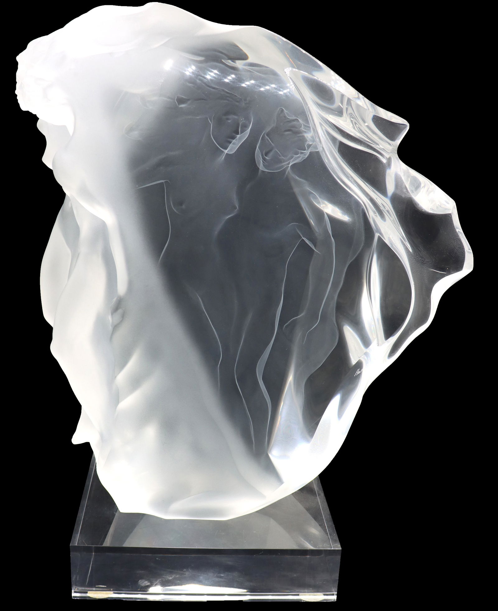 Frederick Hart (Born 1943) American, Acrylic Sculpture "Breath of Life": Frederick Hart (Born 1943) American, Acrylic Sculpture "Breath of Life". Acrylic sculpture of two lovers, male and female nude figures. Titled "Breath of Life". Signed Hart in one spot. In another Sig
