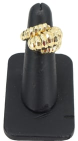 18k Gold Henry Dunay Faceted Crossover Ring - Gross 13.5 g.