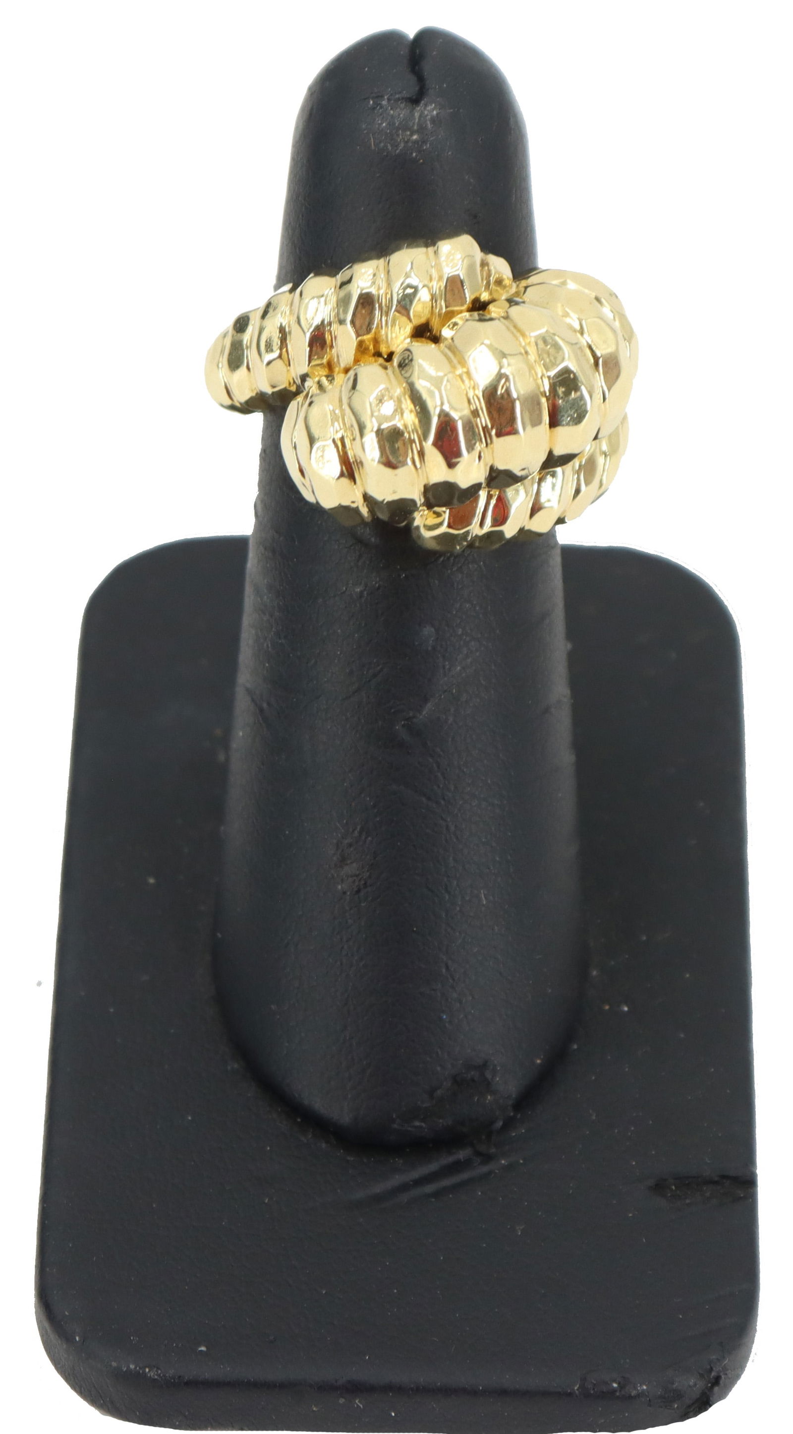 18k Gold Henry Dunay Faceted Crossover Ring - Gross 13.5 g. (1 of 17)