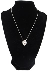 Marlene Stowe 18k Gold Heart With Diamonds Necklace - Gross 14 g.