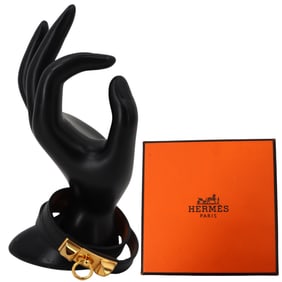 Hermes Rivale Leather and 18k Gold Plated Brass Accented Bracelet