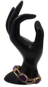 Marked 14k Gold and Amethyst Bracelet - Gross 29.9 g.