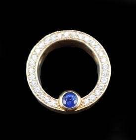 14k Gold Diamond and Sapphire Pendant - Gross 7.2 g.