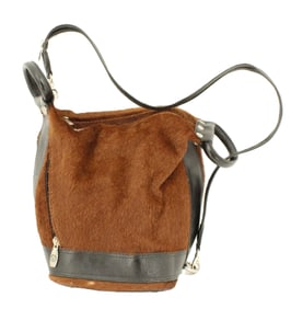 Valentina Italian Leather and Horsehair Bucket Bag