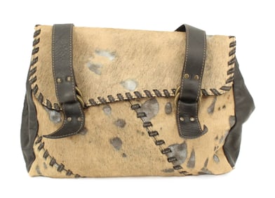 Roberta Gandolfi Italian Leather and Fur Shoulder Bag