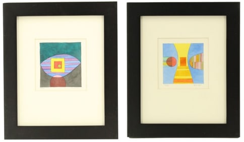 Darrell Crisp 20th Century American Pair of Abstract 1960's Watercolors