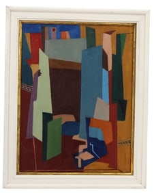 Ora Gipe 20th Century American 1940's Abstract Oil on Canvas Painting