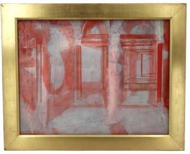 Charles Gresham 20th Century American Mixed Media Abstract Painting: Charles Gresham 20th Century American Mixed Media Abstract Painting. Gresham exhibited at the Esther Robles Gallery in the 1950's Other artists exhibiting were Stanton MacDonald Wright, Karel Appe
