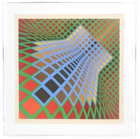 Victor Vasarely (1906–1997) Hungarian/French, Limited Edition Silkscreen Print "Geometric Descent"