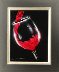 Chris DeRubeis (Born 1978) American, "Red Pour" Mixed Media on Metal