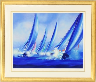 Victor Spahn (Born 1949) French, "Blue Regatta" Serigraph