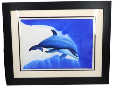 Robert Wyland (Born 1956) American, Large Original Dolphin Watercolor on Paper