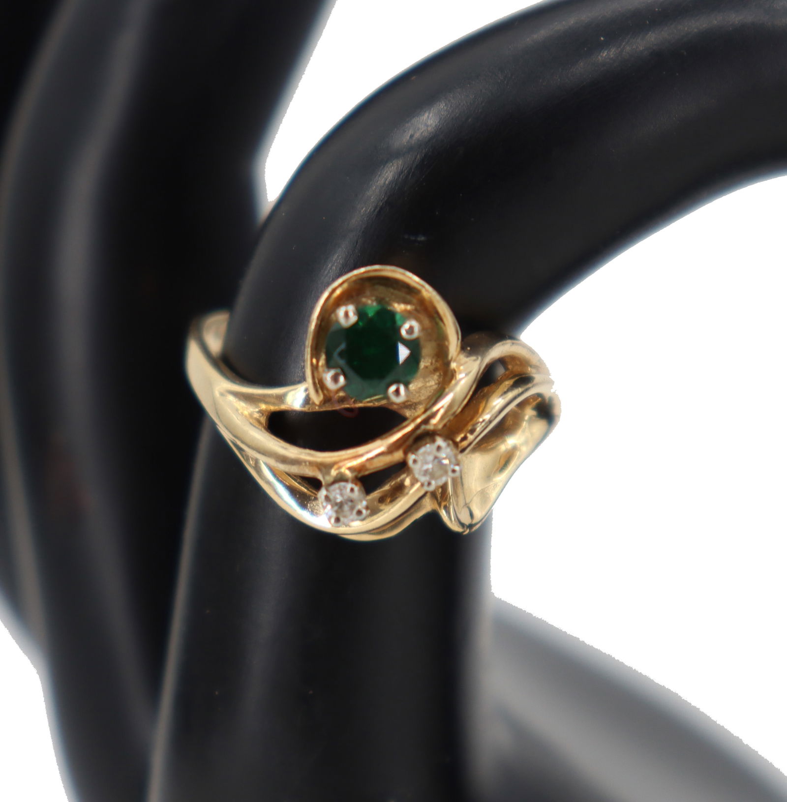 14K Gold, Emerald, and Diamond Cocktail Ring - Gross 4.0 g. (1 of 8)