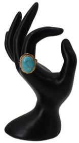 Tested 14k Gold and Turquoise Ring - Gross 4.4 g.