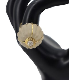 14k Gold, Diamonds, and Rock Crystal Cocktail Ring - Gross 19.9 g.