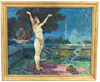 1932 Edward Laughlin Original Oil On Canvas of Indian Princess