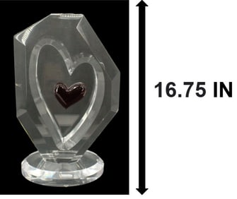 Clear and Red Heart Modern Acrylic Contemporary Sculpture