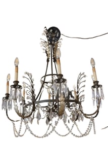 Neiman Marcus Style Iron and Crystal Chandelier